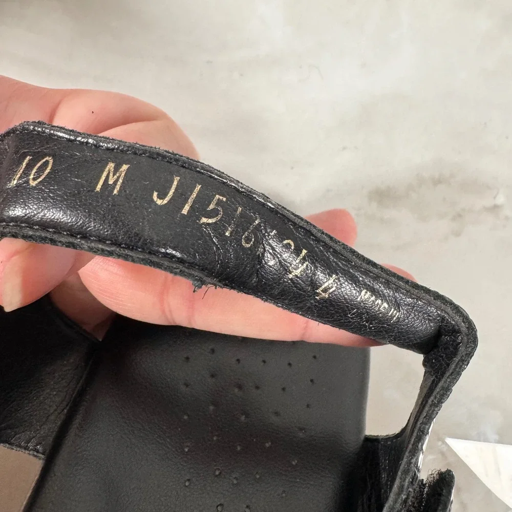 SAS Black Croc Embossed Patent Leather Sandals‎ Slingback Heels Made in USA 10 M